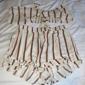 2 piece strapless shorts set